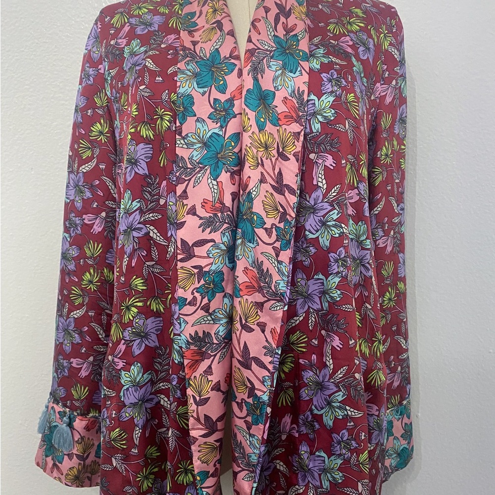 Johnny Was Floral kimono in Pink and Burgundy